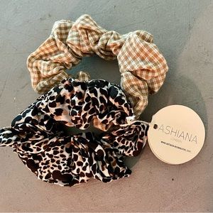 NWT scrunchy pair in leopard and gingham.
